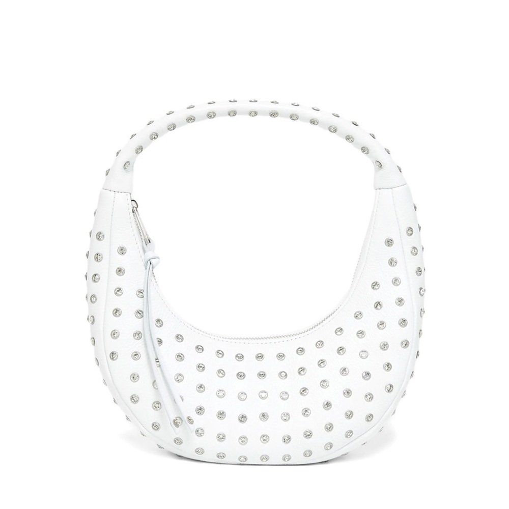 Retrofete White and Silver Hobo Bag with Polka Dot Design